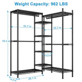 Ulif E4L Corner Clothes Rack, L Shaped Garment Rack, Heavy-Duty Freestanding Closet System with Shelves and Hangers, Max Load 962lbs, 42.7" W x 42.7" D x 79.3" H, Gold