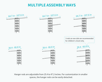 M1 Wall-Mounted Garment Rack (Black), 5.4-8.7ft Width, 700LBS Load & 3 Extendable Hanger Rods