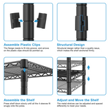 E4 71.6"W L-Shaped Triple Column Garment Rack (Black), 962LBS Load & 8-Tier Adjustable Shelves