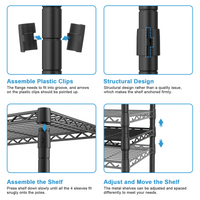 E4 71.6"W L-Shaped Triple Column Garment Rack (Black), 962LBS Load & 8-Tier Adjustable Shelves