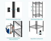 M1 Wall-Mounted Garment Rack (Black), 5.4-8.7ft Width, 700LBS Load & 3 Extendable Hanger Rods